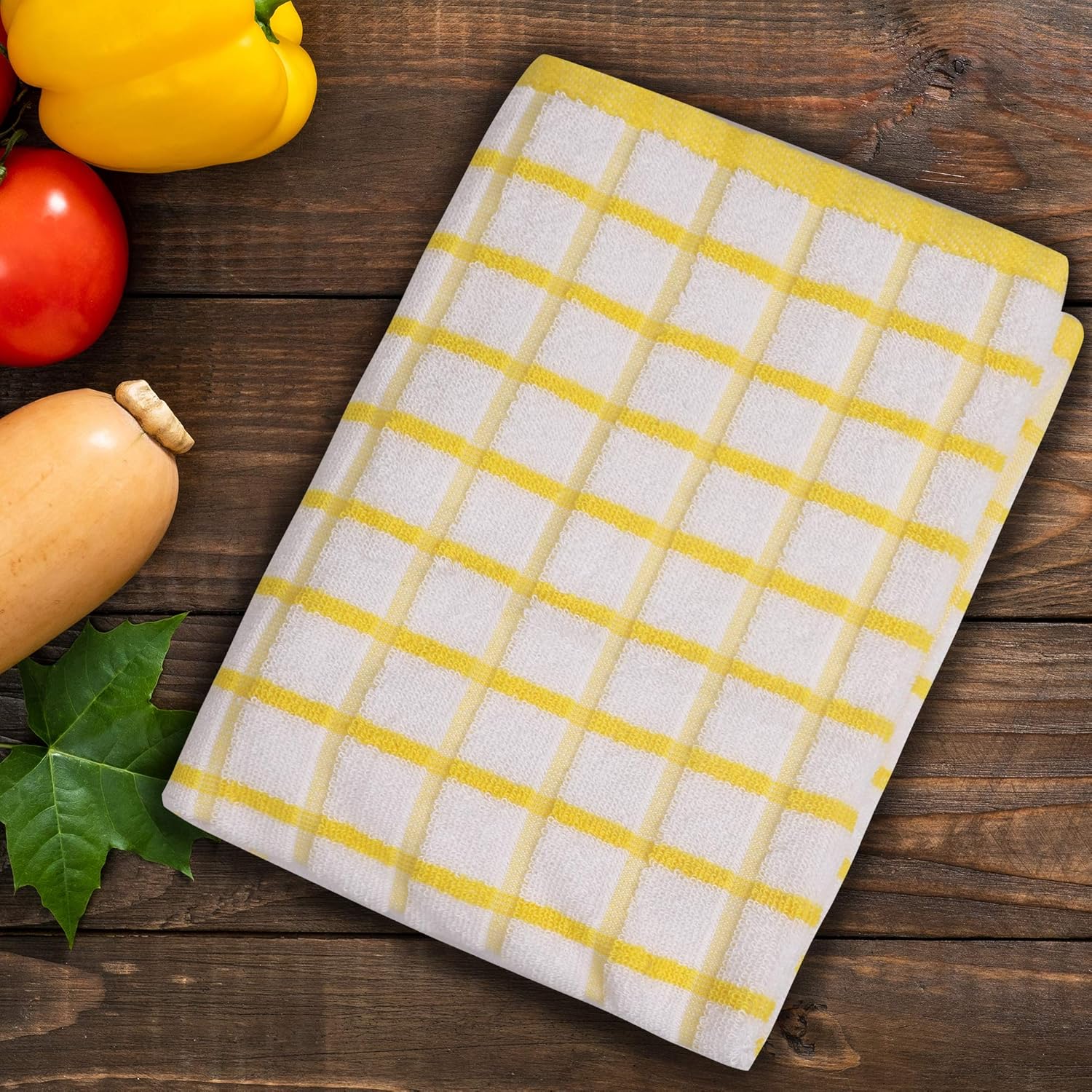Urban Villa 6 Pack Terry Kitchen Towels, Premium Quality, 100% Cotton, Ultra Soft (Size: 20X30 Inch), Multi Color, Highly Absorbent Over Sized Kitchen Towels with Hanging Loop- (Set of 6): Kitchen & Dining