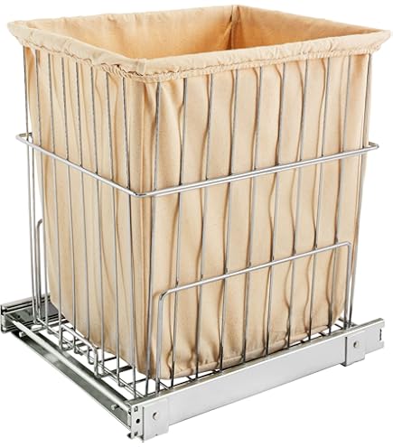Rev A Shelf CH 241419 RM 217 / 24 in Silver Wire Bin Hamper, Soft Clos