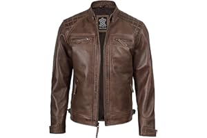 Decrum Leather Jacket Men - Cafe Racer Style Real Lambskin Leather Jackets For Mens