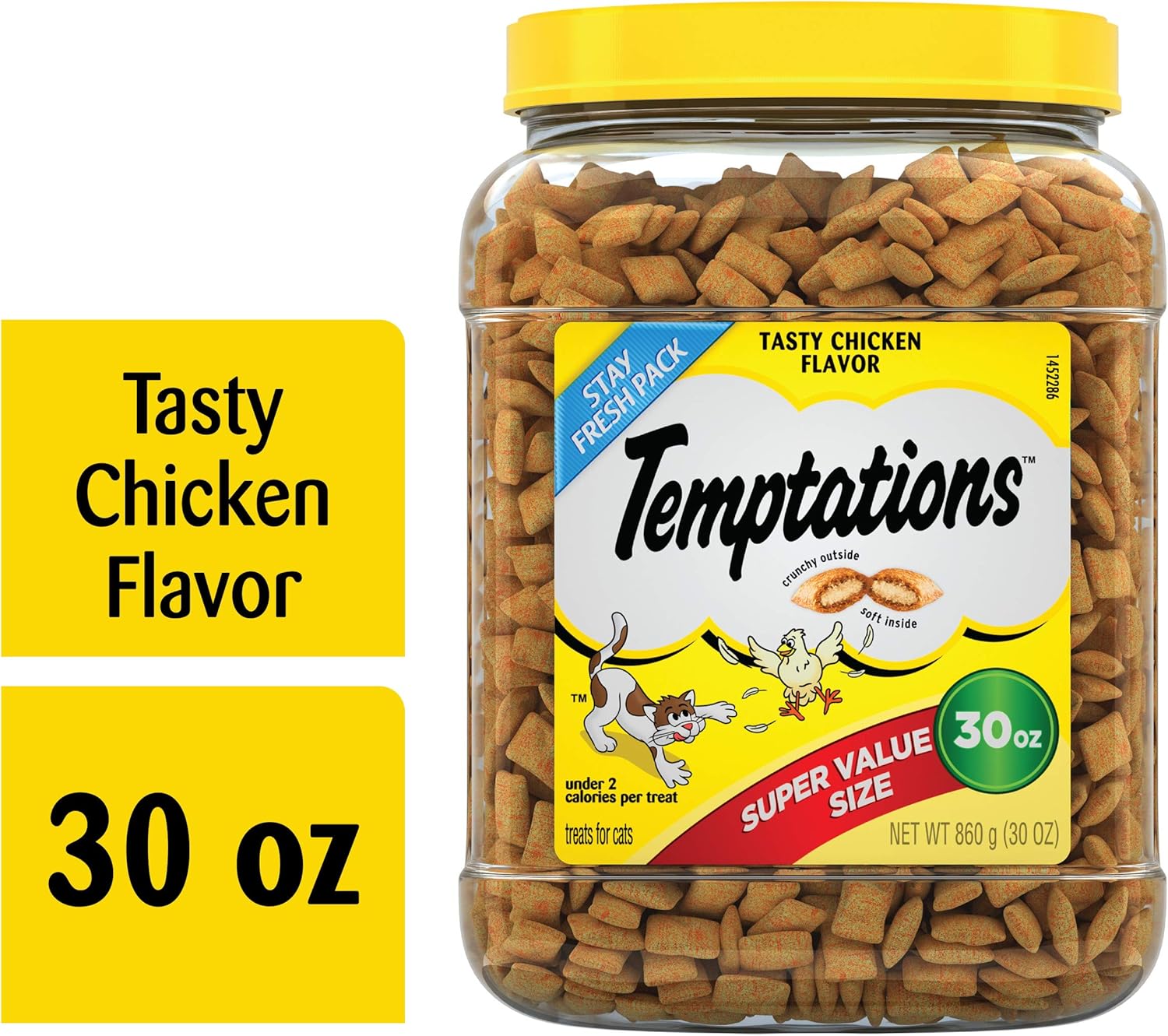TEMPTATIONS Classic Crunchy and Soft Cat Treats Tasty Chicken Flavor, 30 Oz. Tub : Pet Supplies