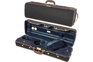 M MI & VI MI&VI NF-9001 Professional Hard-Shell Violin Case 4/4 (Full Size) Luxury Silk Interior | High-Density Foam | Sheet Pocket | Oblong Shape | Adjustable Straps | Hygrometer | Thermometer (Black - Blue)