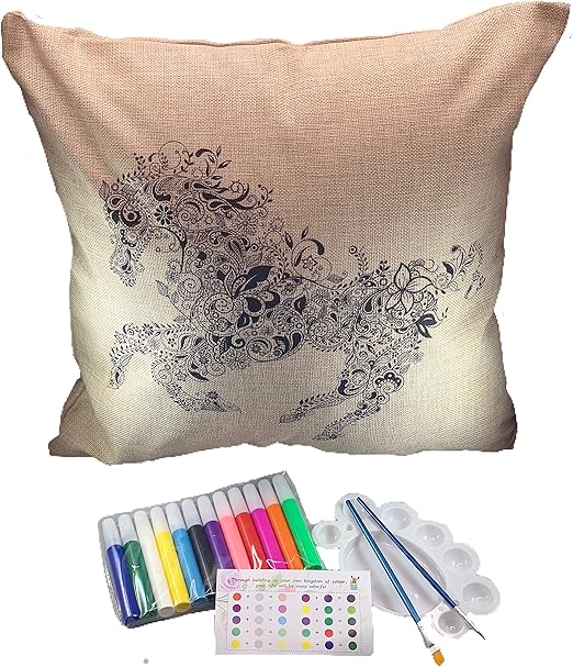 Amazon Com Jabkab Bokesi Diy Cute Pillow Cover Coloring Kit