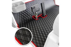 Xtreme Mats Club Car DS Golf Cart Mat, Full Coverage Golf Cart Floor Liner Mat - Fits Club Car DS (1982-2013) and Villager (1982-2018) Models - Black with Red Trim