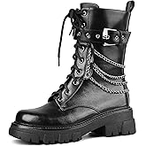 SHEOMSIE Motorcycle Boots for Women Combat Boots Rhinestone