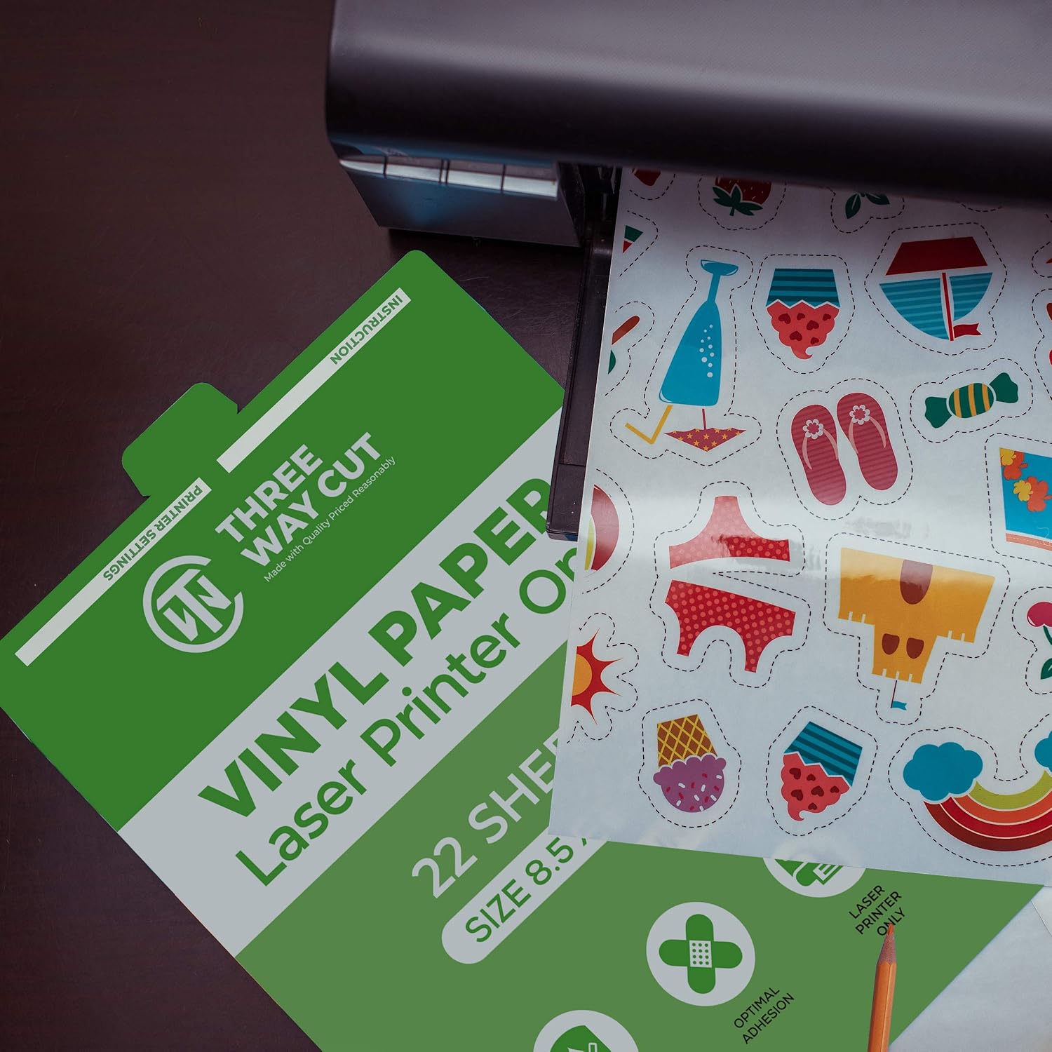 Printable Vinyl Sticker Paper Matte for Laser Printer 22 Sheets White, Decal Paper Tear & Scratch Resistant, Cricut Sticker Paper for Making Labels & Crafts (22) : Office Products