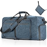 Vomgomfom 65L/85L/115L Foldable Travel Duffle Bag, Lightweight Checked Luggage with Shoe Compartment, Water-Resistant Weekender Overnight Bag for Men & Women