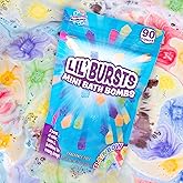 Tub Works® Lil' Bursts™ Mini Bath Bombs for Kids, 90 Count, Rainbow | Nontoxic | Tiny Kids Bath Bombs with A Burst of Color, Foam & Bubbles | Customize Toddler Bath with 7 Colors | Make Bathtub Art