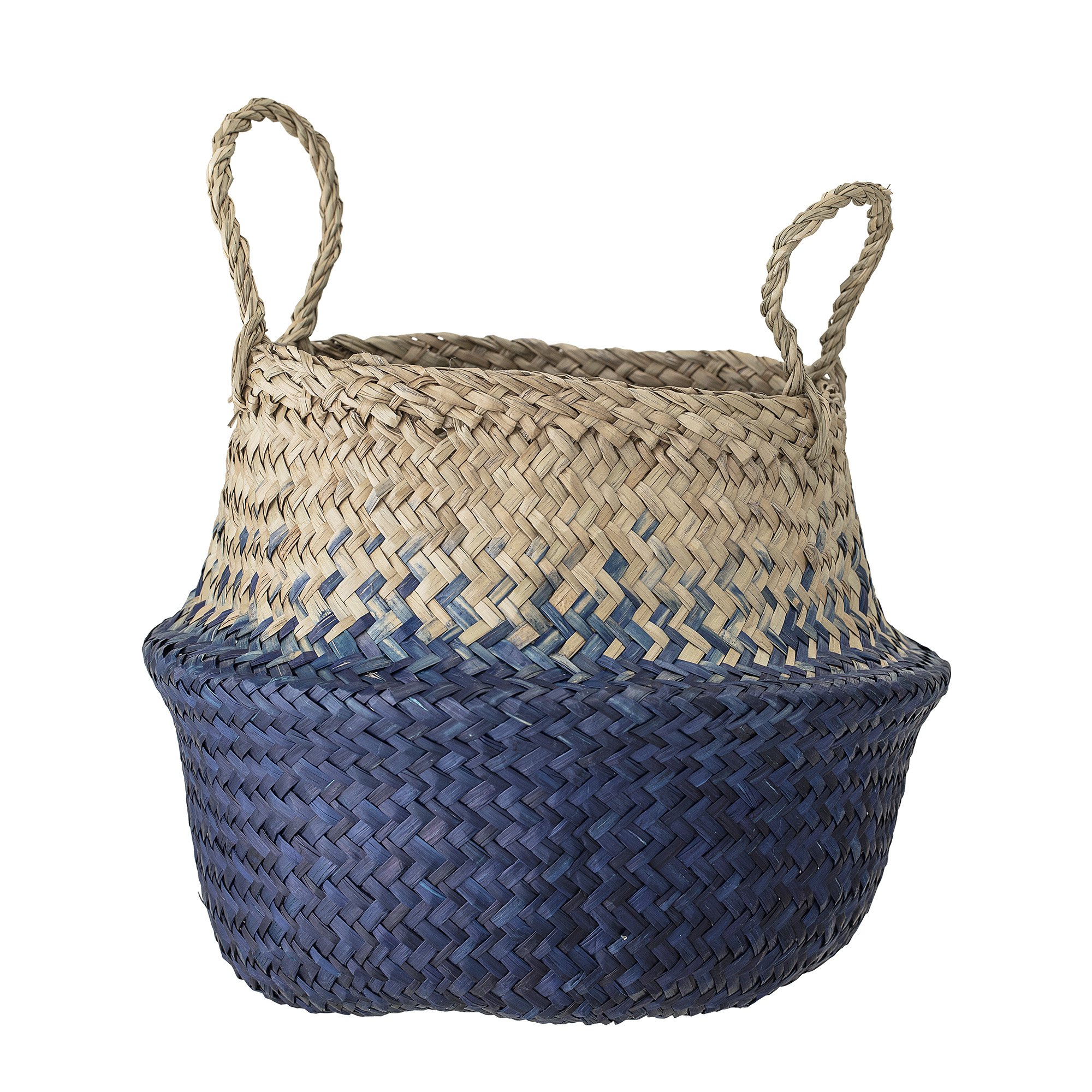 Bloomingville Basket, natural and blue, diameter 30 x height 23 cm