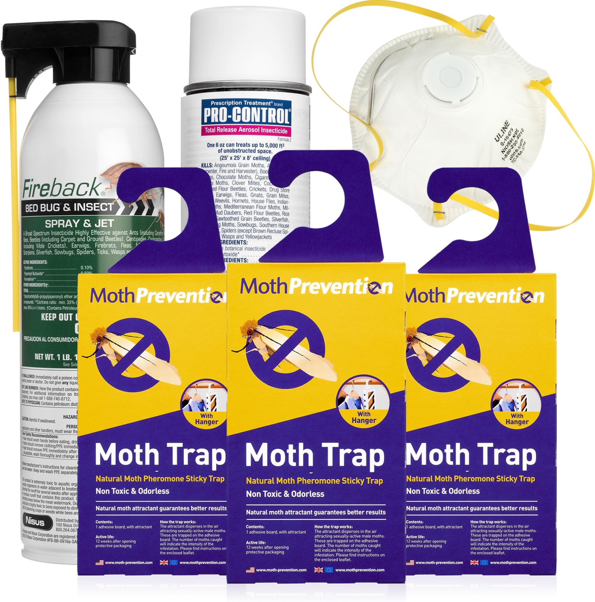 CLOTHES MOTH KILLER KIT | Including Clothes Moth Traps by MothPrevention – 6 Months Protection for Closet Clothing! | Professional Grade