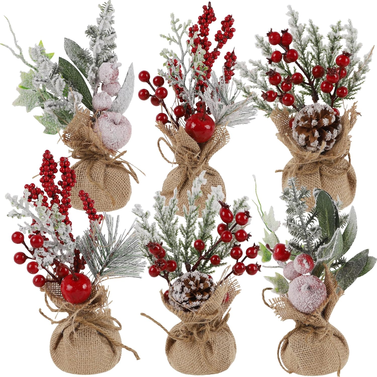 Trees - winemana 6 Pcs Mini Christmas Tree Table Decorations, 9