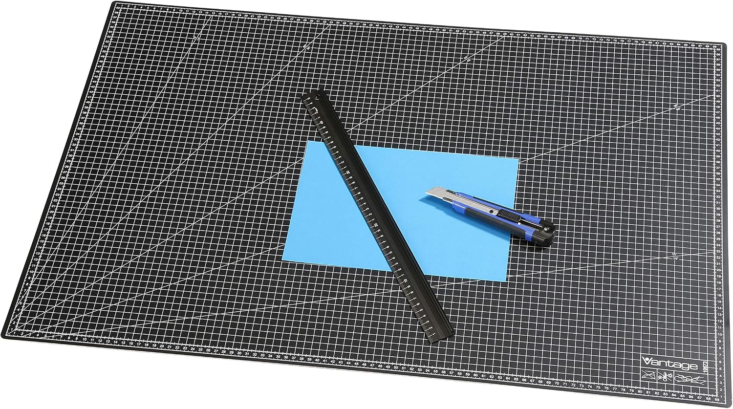 Dahle Vantage Self Healing Double-Sided Cutting Mat with Grid A1, Black, 90L x 60W cm - Image 3