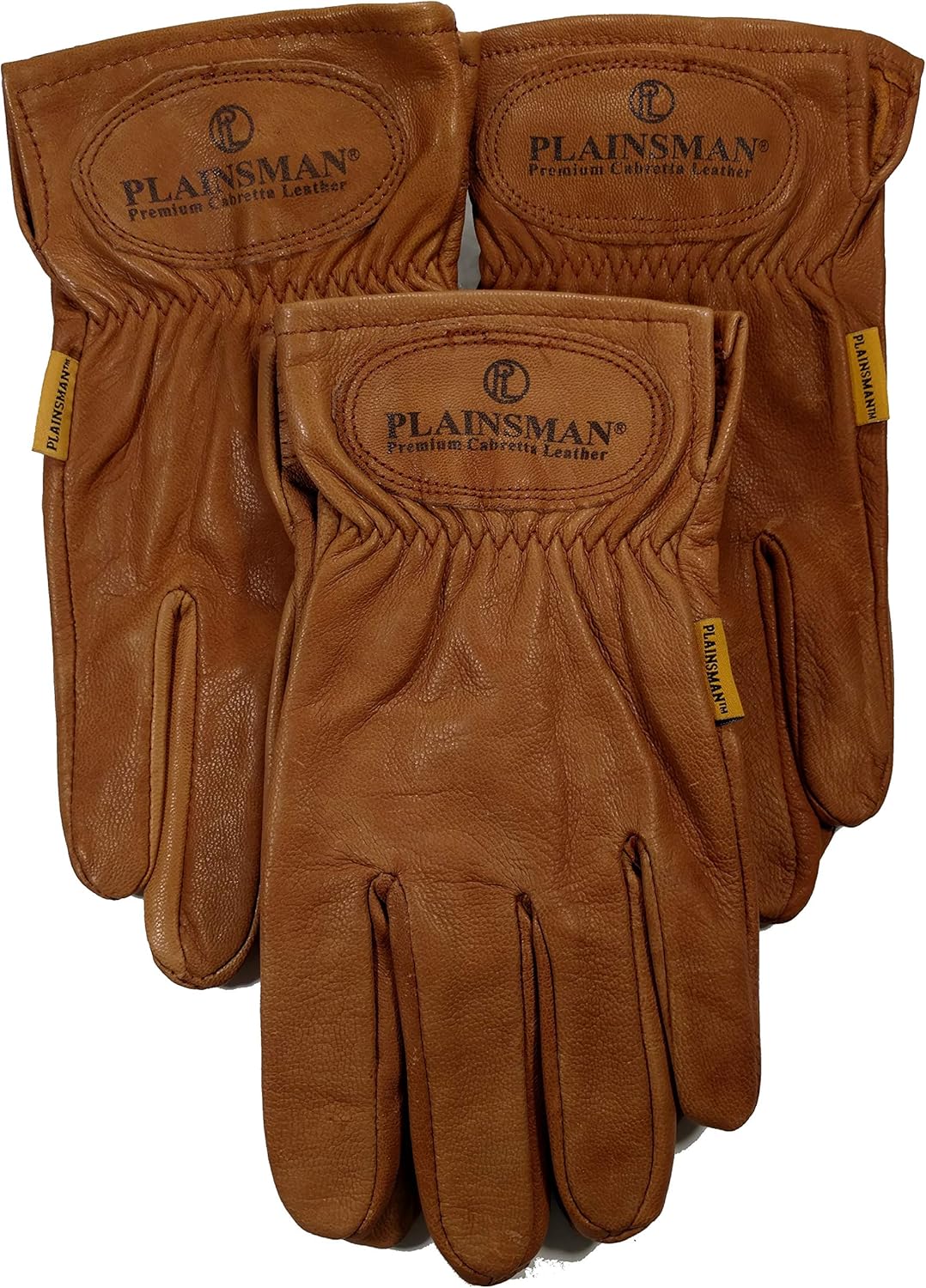 Genuine Goatskin Cabretta Leather Gloves by Plainsman Brown 3 Pair Sz