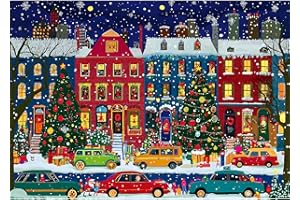BLUEFOREST Christmas Winter Jigsaw Puzzles for Adults 1000 Pieces Beautiful Snow City Scene Landscape Puzzles with Letters on Back Challenging Holiday Family Puzzle Games Gifts for Women Men Seniors