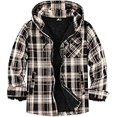 SCODI Men's Flannel Plaid Jacket Warm Sherpa Lined Fleece Hoodies for Men Zip Up Thick Jackets Winter Coat with Pocket