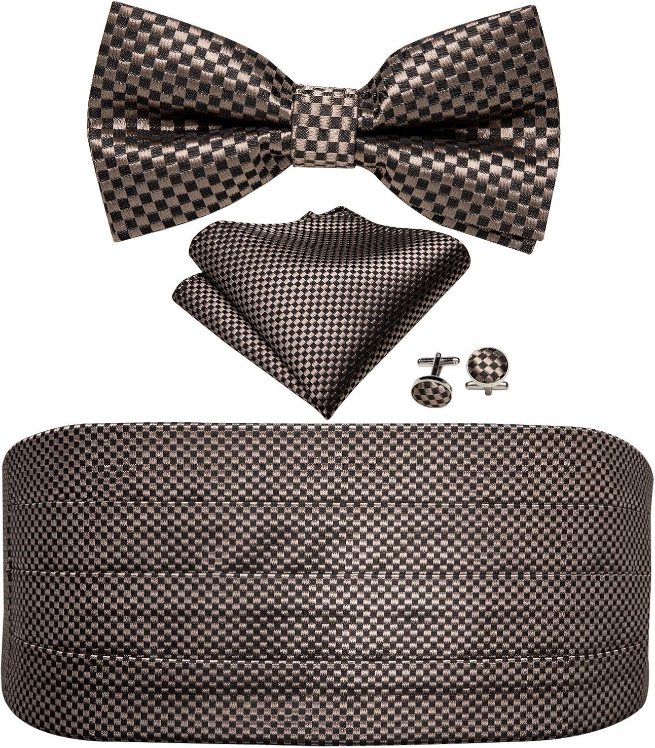 Barry.Wang Cummerbund Bow Tie Set for Men, Silk Cummerbund Pretied Bow