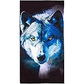 Northwest Classics Beach Towel, 30" x 60", Wolf Stare Design