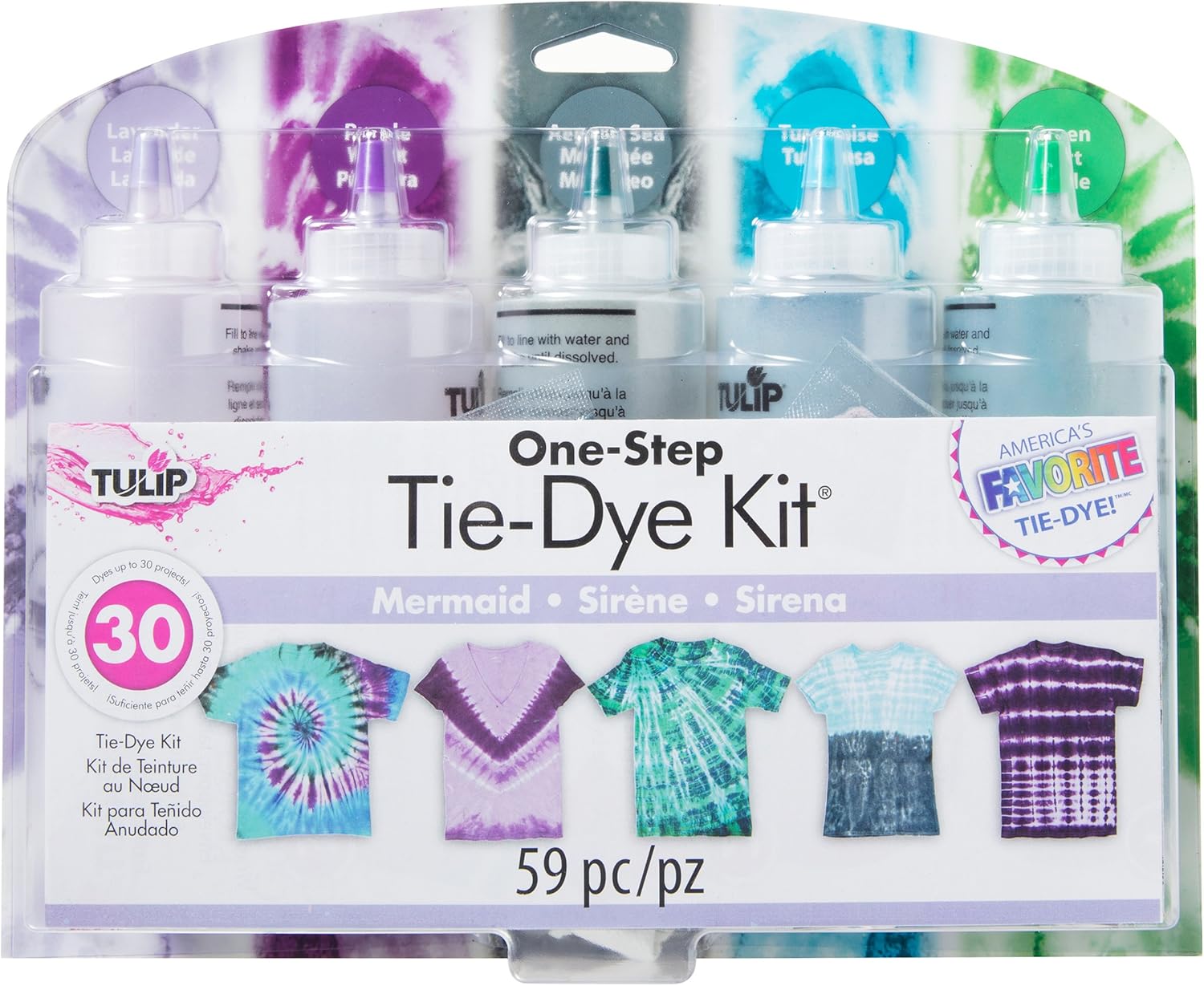 Amazon Com Tulip One Step Tie Dye Kit 5 Mermaid Colors Easy Activity Kit For Kids Adults Endless Designs Vibrant Fabric Dye Arts Crafts Sewing