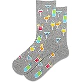 Hot Sox Women's Summer Cocktails Crew Socks 1 Pair, Grey Heather, Women's 9-11 Shoe