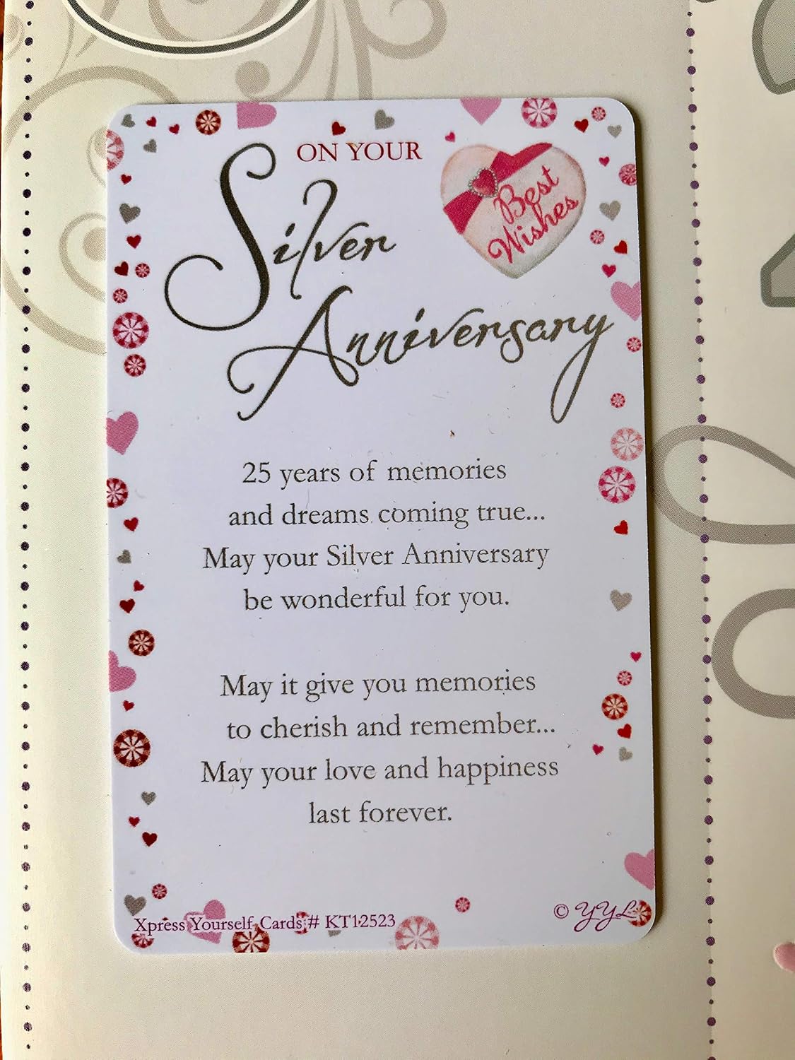 Silver Anniversary Congratulations Card - 25 Years with Keepsake Card, beige|brown|grey, 210 x 290 mm - Image 5