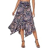 Urban CoCo Women's Flowy Stretchy Skirt Handkerchief Hemline Midi Skirt