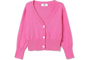 UELoop Girls Cropped Cardigan Sweater [Cute Petal Buttons] 3/4 Sleeve Short Cardigan for Dress
