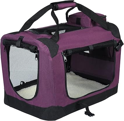 Eugad 0114ht Cage De Transport En Oxford Sac De Transport Pliable Pour Chien Ou Chatviolet 60x42x42cm