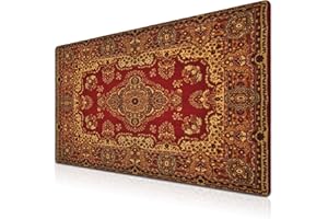 Samgula Gaming Mouse Pad Retro Boho, Large Mousepad Office Desk Mat, Work Desk Mat Non-Slip Rubber Base Waterproof with Stitc