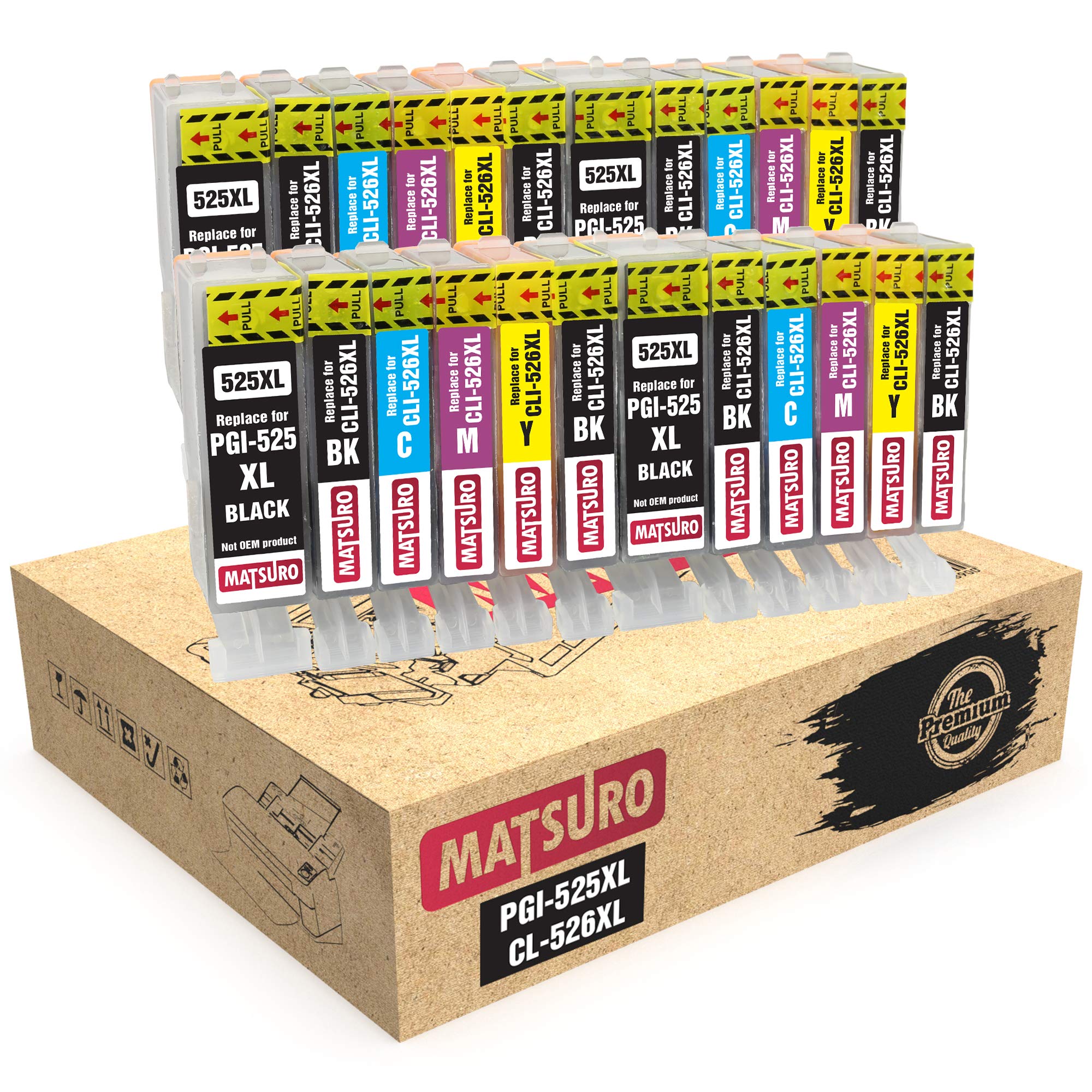 Matsuro Original | Compatible Ink Cartridges Replacement for CANON PGI-525 CLI-526 525 526 (4 SETS with Grey)
