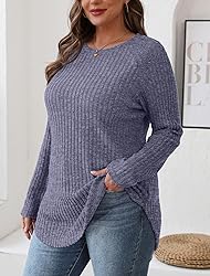 Saloogoe Womens Long Sleeve Tops Casual Plain T