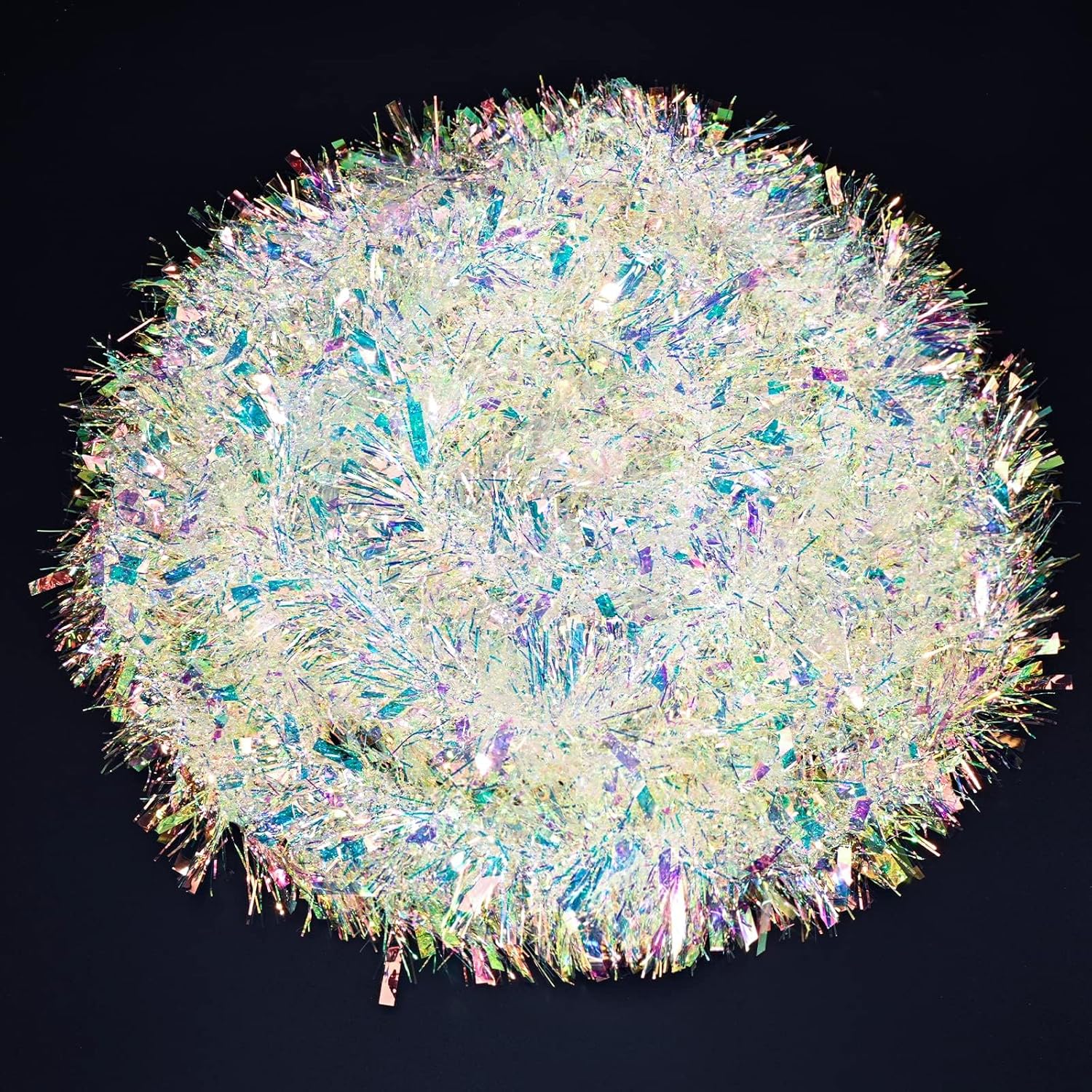 Wreaths, Garlands & Swags - 33FT Christmas Tinsel Garland Iridescent Metallic Hanging Garland for Christmas Tree Fireplace Mantle Home Decoration