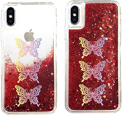Amazon Co Jp スマホケース グリッター Iphonex アイフォン X 専用 レッド デザイン 人気 かわいい おしゃれ イラスト シルエット クリア 蝶 家電 カメラ
