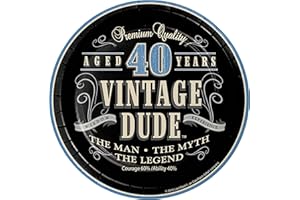 Creative Converting 8 Count Vintage Dude 40th Birthday Round Dessert Plates