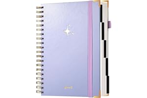 YOMENT Spiral Notebook with Dividers 360 Pages 5 Subject Notebooks for Work School Note taking 7.3"x10.4" Large Leather College Ruled Notebook with Tabs Hardcover Spiral Lined Journal for Women Men Writing