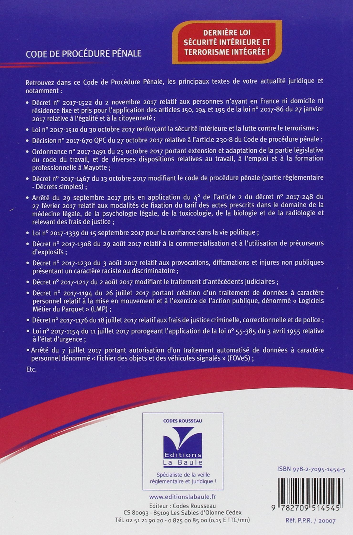 Amazonfr Code De Procédure Pénale Patrice Barreau Livres - 
