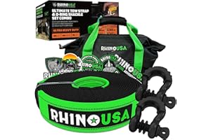Rhino USA Heavy-Duty Recovery Gear Combos Off-Road Truck Vehicle Recovery, Best Offroad Towing Accessories - Backed for Life (20' Strap + Shackles)