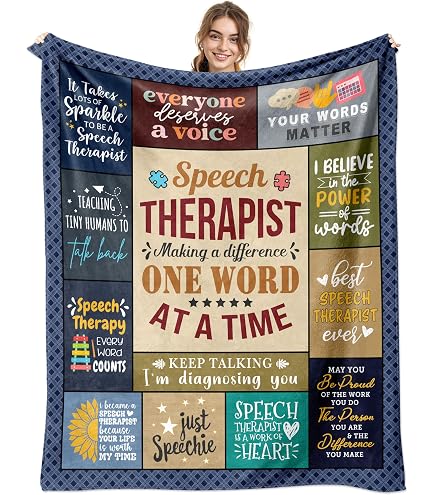 Geschenk Für Sprachtherapeuten – Flauschige Flanell-Decke 127x165 Cm (National Speech Language Pathologist Day)