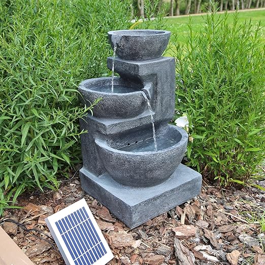 Clgarden Solar Springbrunnen Nsp14 Mit Akku Led Beleuchtung Gartenbrunnen Kaskadenbrunnen Wasserspiel Solarbrunnen Fur Garten Balkon Terrasse