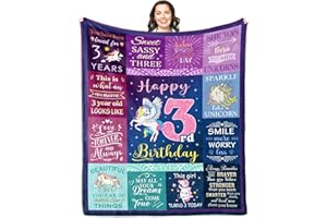 Solzien 3 Year Old Girl Gifts Blanket 50"x40", Gifts for 3 Year Old Girl, 3 Year Old Girl Birthday Gift Ideas, Three Year Old Girl Gifts, 3rd Birthday Decorations/Gifts for Girls, 3yr Old Girl Gifts