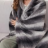 Soypipo Electric Heated Throw Blanket 50"x60", Grey White Striped Faux Fur Plush with 4 Heat Settings & 2/4/8/10H Auto Shut-Off, Overheat Protection, Machine Washable