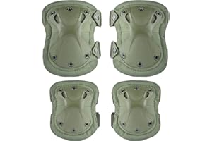 ACTIONUNION Professional Tactical Combat Knee and Elbow Protective Pads Sets Advanced Tactical Gear Set for Airsoft Paintball Hunting Army Skate Outdoor Sports (OD)