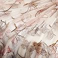 BENECREAT Organza Fabric with Embroidery Dragonfly, 63x63 inches Lace Fabric for Dress Costume Table DIY Crafts Curtain Home Vintage Decor, 0.5mm Thick
