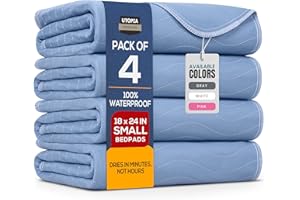 Utopia Bedding Washable Underpads 18" x 24" (Pack of 4), Waterproof Reusable Heavy Absorbency Incontinence Bed Pads for Adult