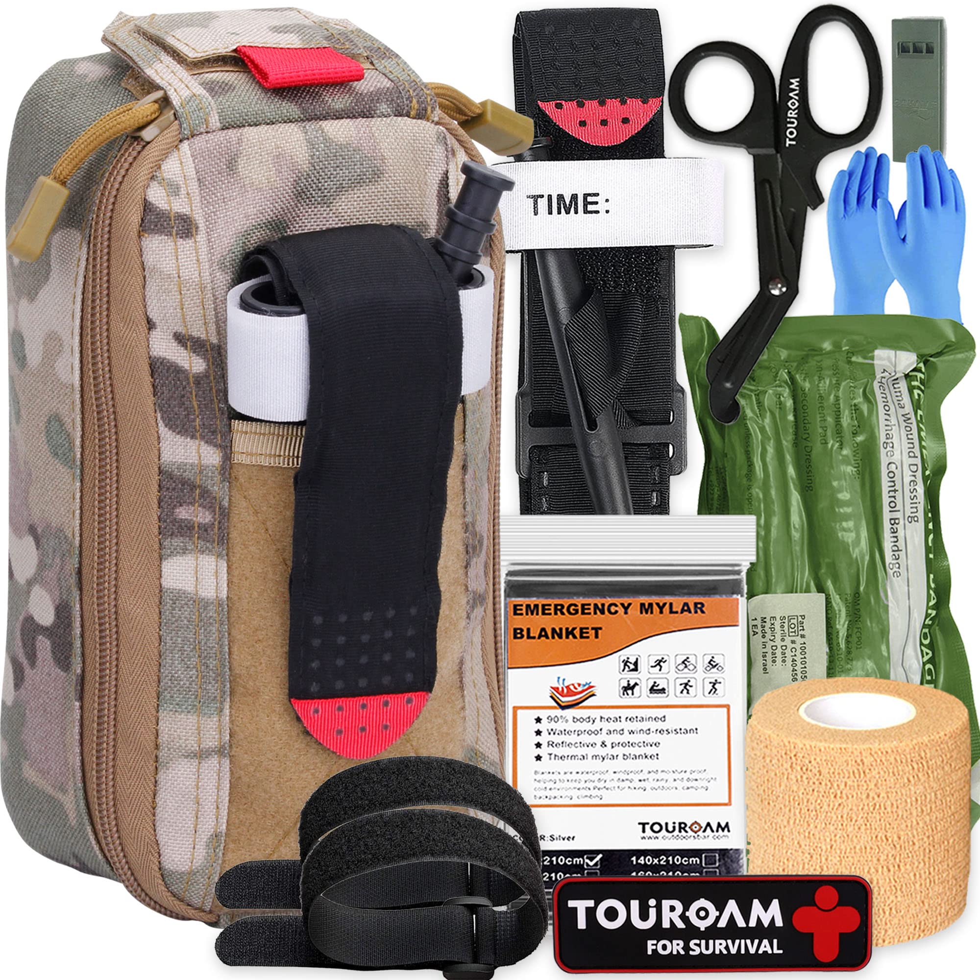 IFAK Med Trauma Kit, Multipurpose Molle Belt EDC Pouch, Tactical Emergency First Aid Kit, Survival Military, Field Dressing Kit CAamping Hiking Bug Out Cp Camo