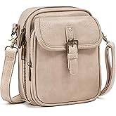 Small Messenger Bag Vegan Leather Crossbody Bag for Women Men, Vintage Cross Body Shoulder Purse with Card Slots