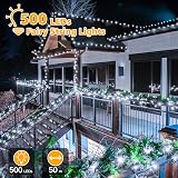 Ollny 50m LED Christmas Tree Lights Outdoor 500 Cool White 8 Modes Remote view 2