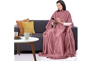 CANDY CANE Fleece Throw Blanket. Premium Wearable Blanket 70"x50" with Three Holes, 280 GSM Fabric, Super Soft, Microplush, Cozy and Functional Throw Blanket for Adult, Women and Men