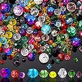 Sureio 1300 Pieces Crystal Glass Beads for Jewelry Making Suncatcher Faceted Bicone Assorted Loose Sparkly Beads for Bracelets Necklace Pendants Jewelry Making Supplies(Colorful)
