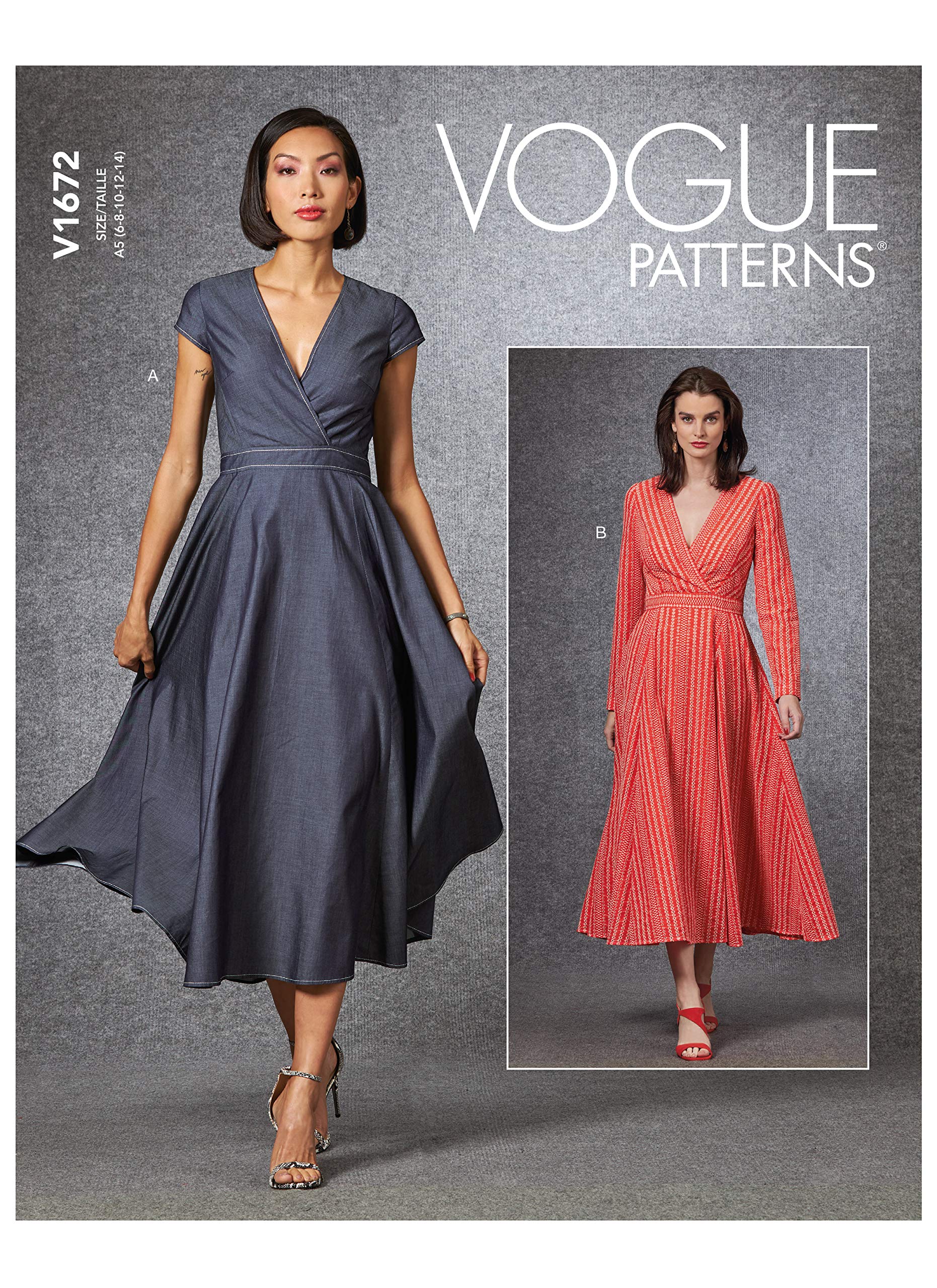 Vogue Pattern V1672E5 Misses' Dress E5 (14-16-18-20-22)
