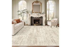 Soalmost Washable Area Rug 8x10, Large Soft Rugs for Living Room Vintage Beige Carpet 8x10 Area Rugs for Bedroom Dining Room Non-Slip Stain Resistant Under Table Rug