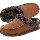 ULTRAIDEAS Men's Warm Fuzzy Moccasin Clog Slipper, Slip on Winter Comfy Indoor/Outdoor House Shoes